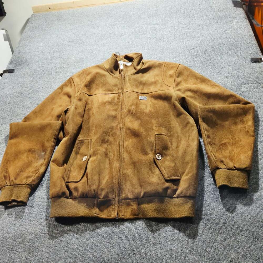 EA Emporio Confezioni Italy Stile Bomber Jacket Size XXL Brown Suede